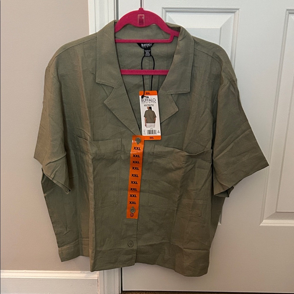 Buffalo David Bitton Olive Green Short-Sleeve Shirt Jacket